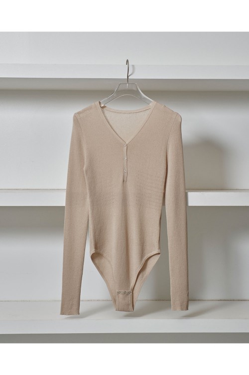 Henleyneck Knit Rompers - NATURAL (12510514) | セレクト