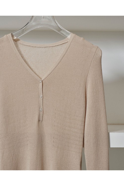 Henleyneck Knit Rompers - NATURAL (12510514) | セレクト