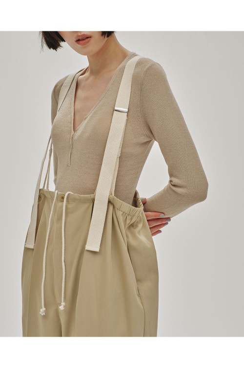 Henleyneck Knit Rompers - NATURAL (12510514) | セレクト