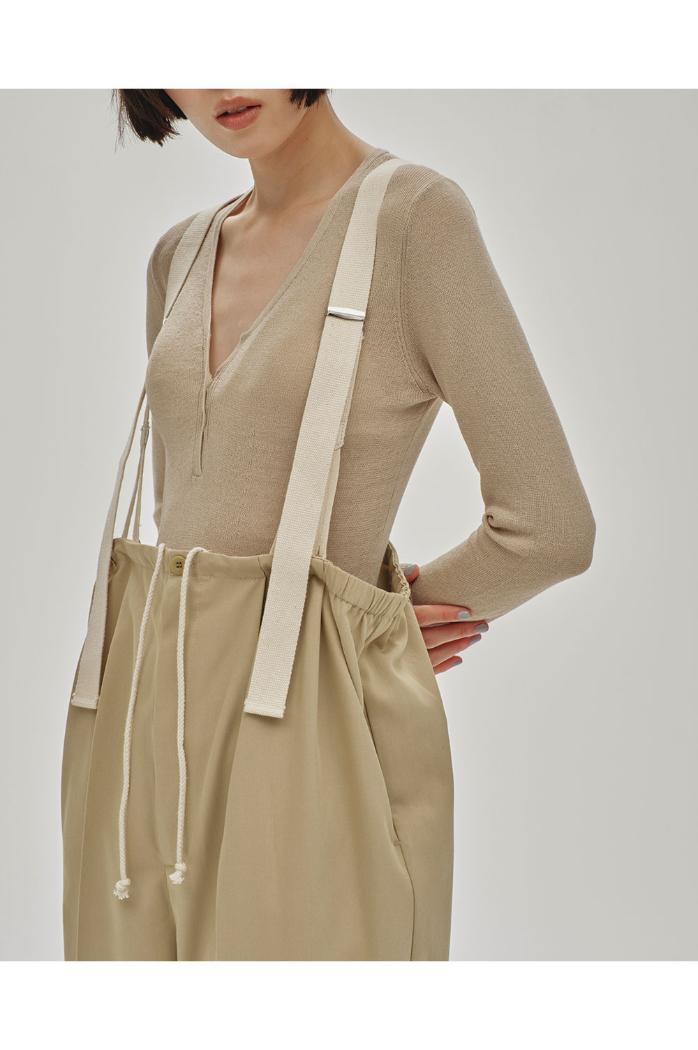 Henleyneck Knit Rompers - NATURAL (12510514) | セレクト