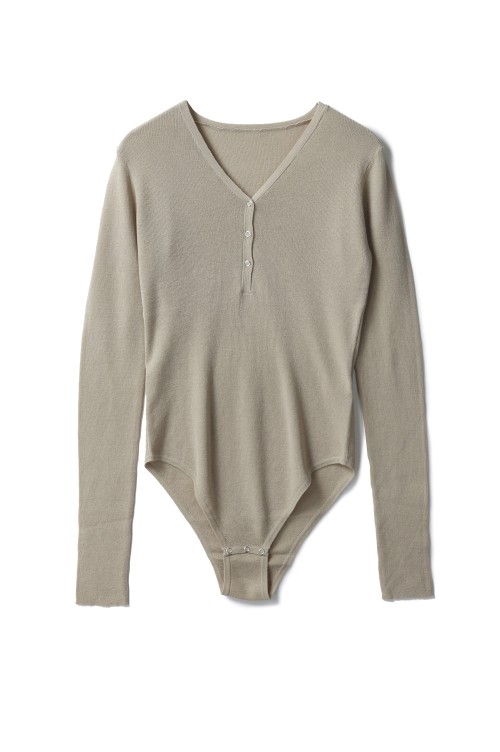 Henleyneck Knit Rompers - NATURAL (12510514) | セレクト