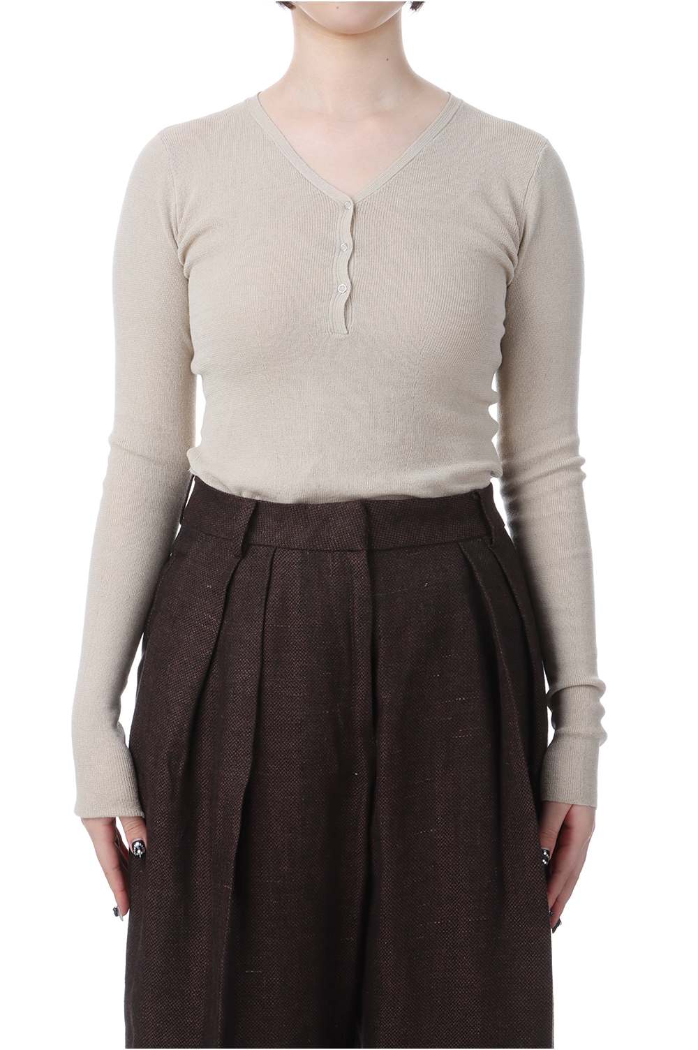 Henleyneck Knit Rompers - NATURAL (12510514) | セレクト