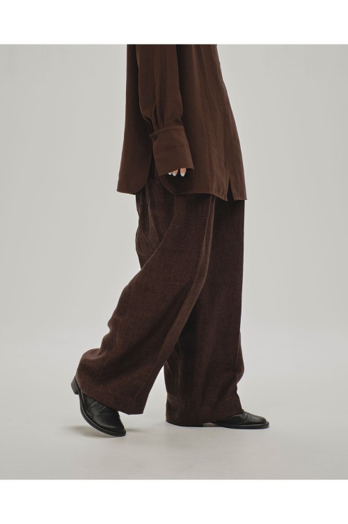 【Todayfuli】Tuck Linen Trouser 12510710 Tuck Linen Trousers - CHOCOLATE (12510710) | セレクト