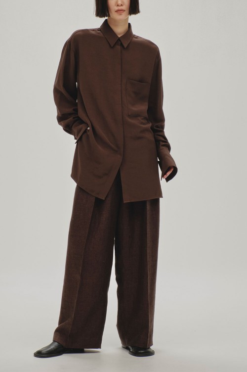 TODAYFUL Tuck Linen Trousers チョコ/36 Tuck Linen Trousers - CHOCOLATE (12510710) | セレクト
