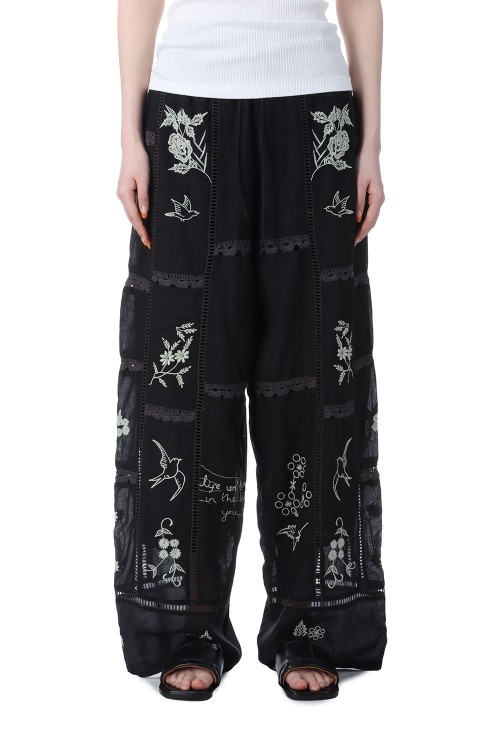 Embroidery Patchwork Trousers - BLACK (12510701) | セレクト