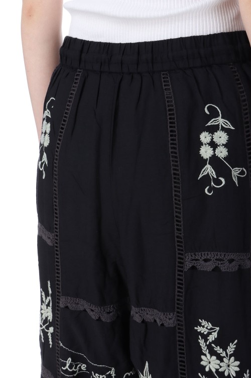 Embroidery Patchwork Trousers - BLACK (12510701) | セレクト