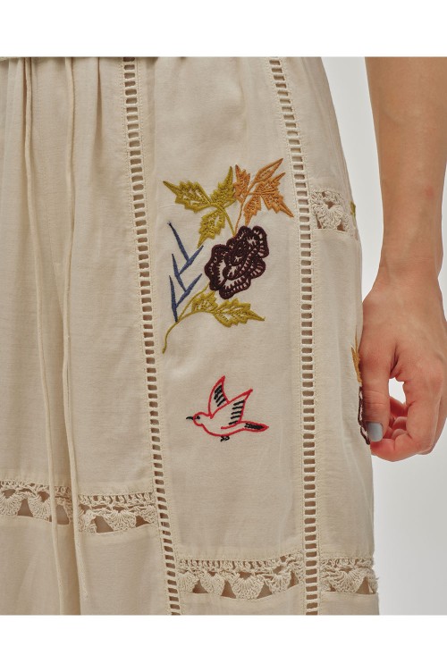 Embroidery Patchwork Trousers - ECRU (12510701) | セレクト