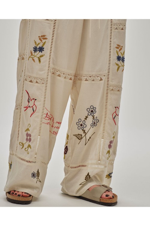 Embroidery Patchwork Trousers - ECRU (12510701) | セレクト