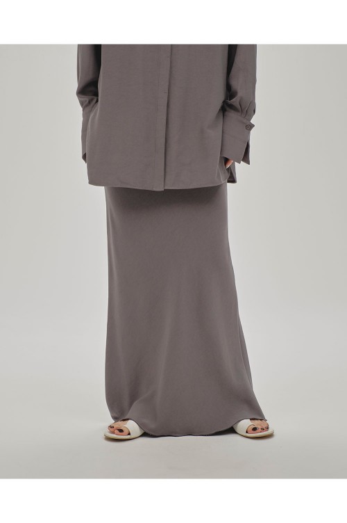 Backsatin Pencil Skirt - DARK GRAY (12510801) | セレクトショップ 