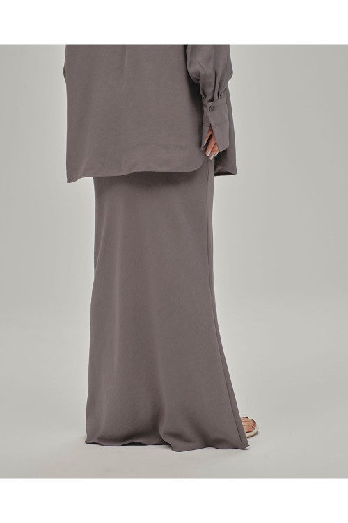 Backsatin Pencil Skirt - DARK GRAY (12510801) | セレクト
