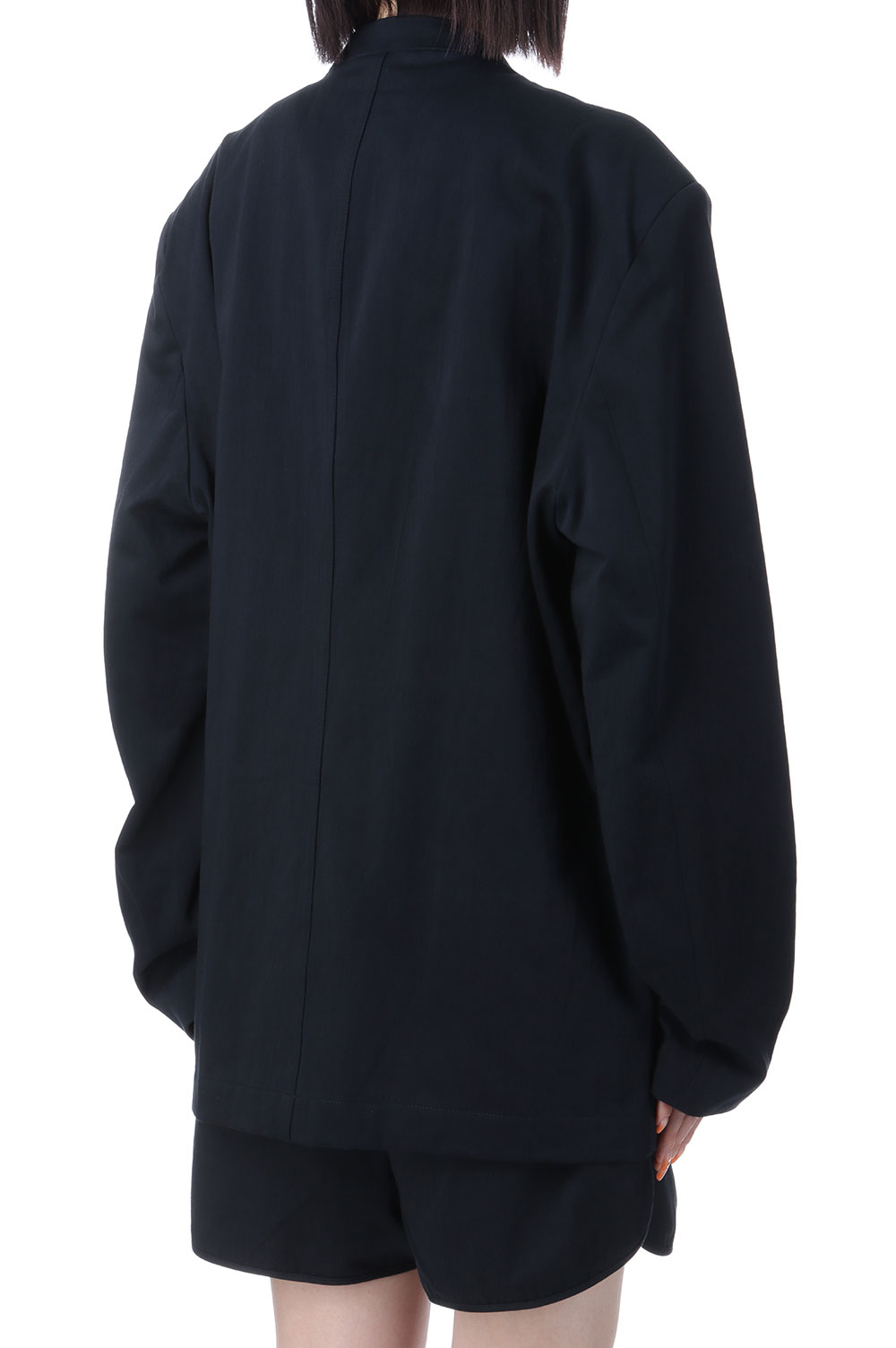 Collarless Cottonsatin Jacket - INDIGO (12510106) | セレクト