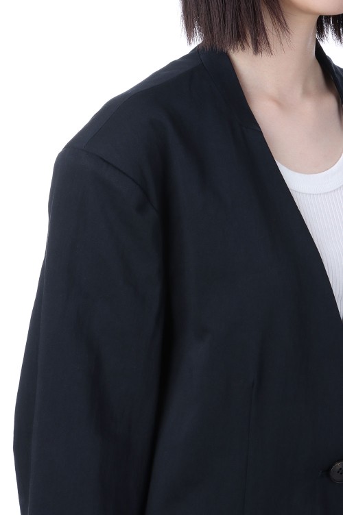 Collarless Cottonsatin Jacket - INDIGO (12510106) | セレクト