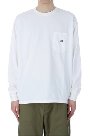 7oz Long Sleeve Pocket Tee - Off White / Purple (N25SI101)