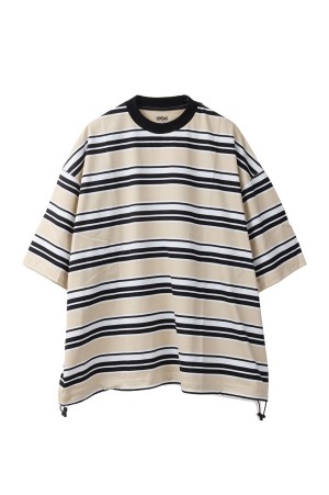 BALLOON BORDER T-SHIRT - BEIGE x WHITE x BLACK (25SS_04_31SSSH05-2)