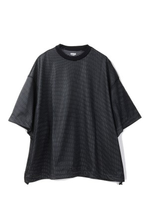 BALLOON BORDER LAYERED MESH T-SHIRT - BLACK x WHITE border (25SS_07_1006SSCS08-2)