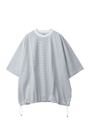 BALLOON BORDER SHORT SLEEVE T-SHIRT - WHITE x NAVY border (25SS_46_31SSSH05-3)