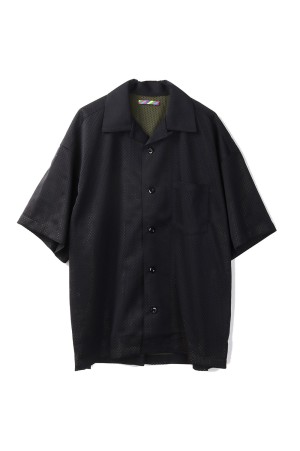 DOUBLE MESH OPEN-COLLAR SHIRT - BLACK x KHAKI (25SS_24_1007SSSH01-M1)
