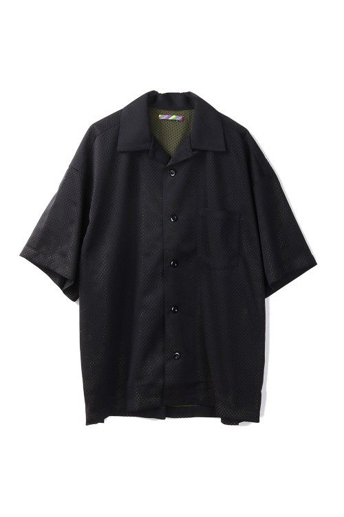 maison mill OPEN COLLAR SHIRT 黒ドット サンプル品 COTTON SHEER KNIT OPEN COLLAR SHIRT #BLACK [YK25SS0964S
