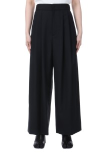 WOOL TROPICAL WIDE EASY PANTS - BLACK (PRAGGM0110)