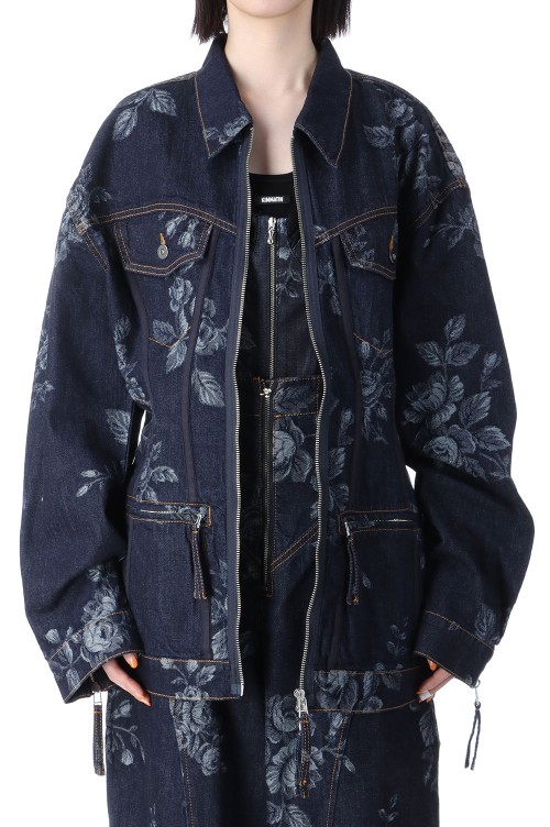 ROSE DENIM ZIP-UP JACKET - INDIGO ROSE (FTC252-0206