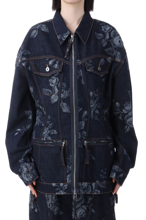 ROSE DENIM ZIP-UP JACKET - INDIGO ROSE (FTC252-0206