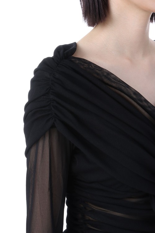 TULLE FRILLED BODYSUIT - BLACK (FTC252-0402) | セレクトショップ