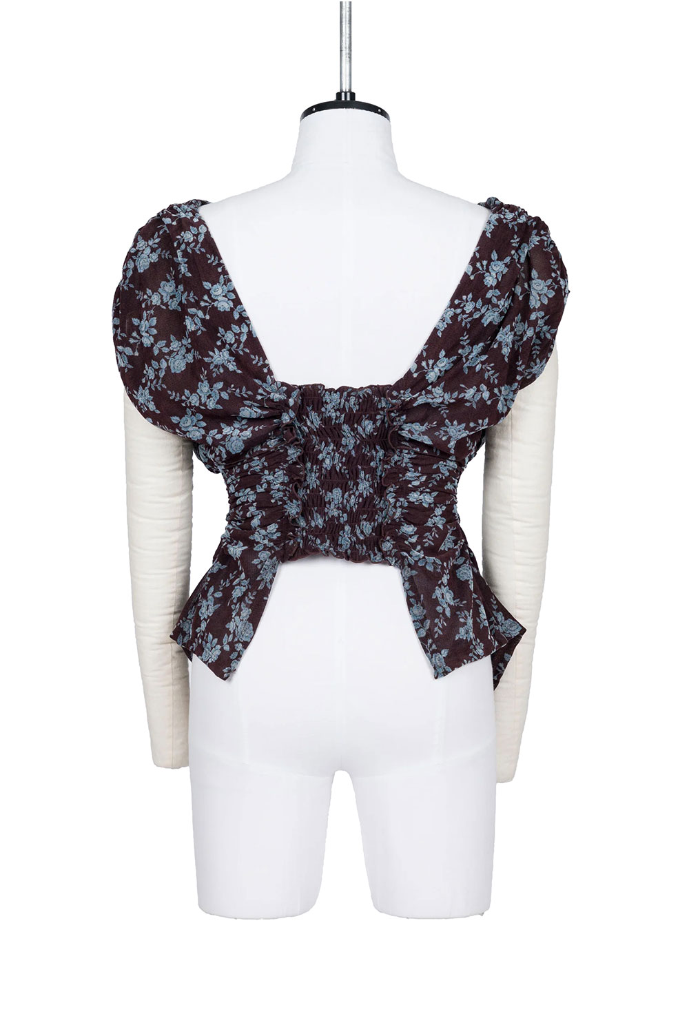 ROSE VELVET TULLE SHIRRING TOP - BROWN FROWER (FTC252-0412