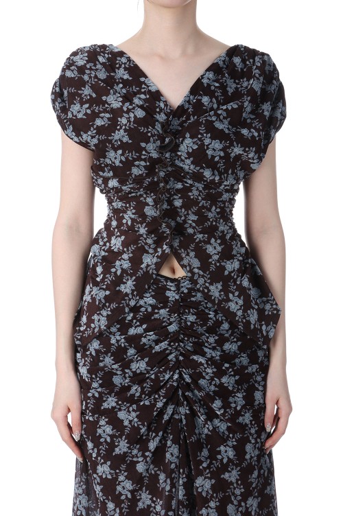 【ご予約品】 VELVET ROSE TULLE (FTC252-0412 FROWER BROWN - TOP SHIRRING トップス