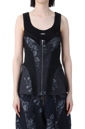 FETICO ブラック レース タンクトップ FTC252-0713 レディース】ROSE-EMBROIDERED SHEER BIKER SHORTS | FETICO