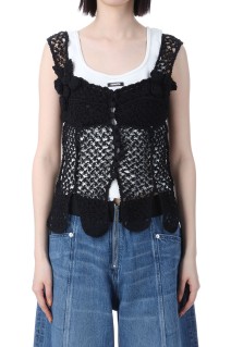 HAND-KNITTED ROSE BUSTIER - BLACK (FTC252-0713)