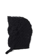 HAND-KNITTED ROSE BEANIE - BLACK (FTC252-2005)