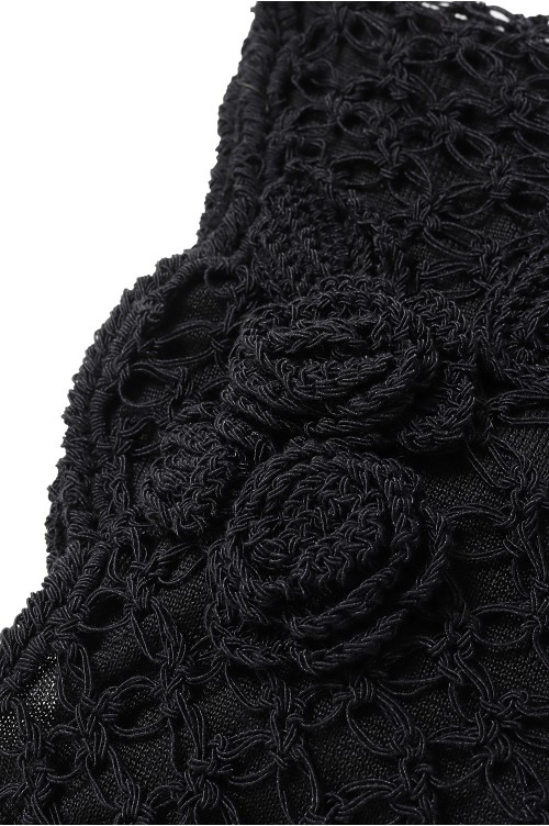 HAND-KNITTED ROSE BEANIE - BLACK (FTC252-2005) | セレクトショップ