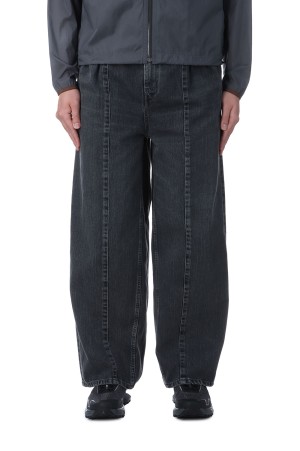 BLEACHED DENIM WIDE-LEG BUGGY PANTS - BLACK (YK25SS0929P-B)