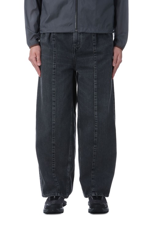 BLEACHED DENIM WIDE-LEG BUGGY PANTS - BLACK (YK25SS0929P-B
