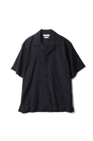 EMBROIDAREY OPEN COLLAR SHIRT - BLACK (YK25SS0938SH)