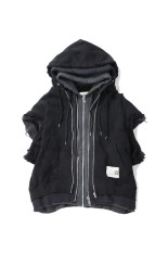 TRIPLE LAYERED NO SLEEVE PARKA - BLACK (A14VT562)