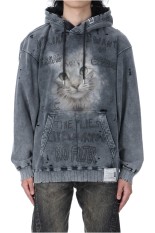 BLEACHED HOODIE - BLACK (A14HD542)