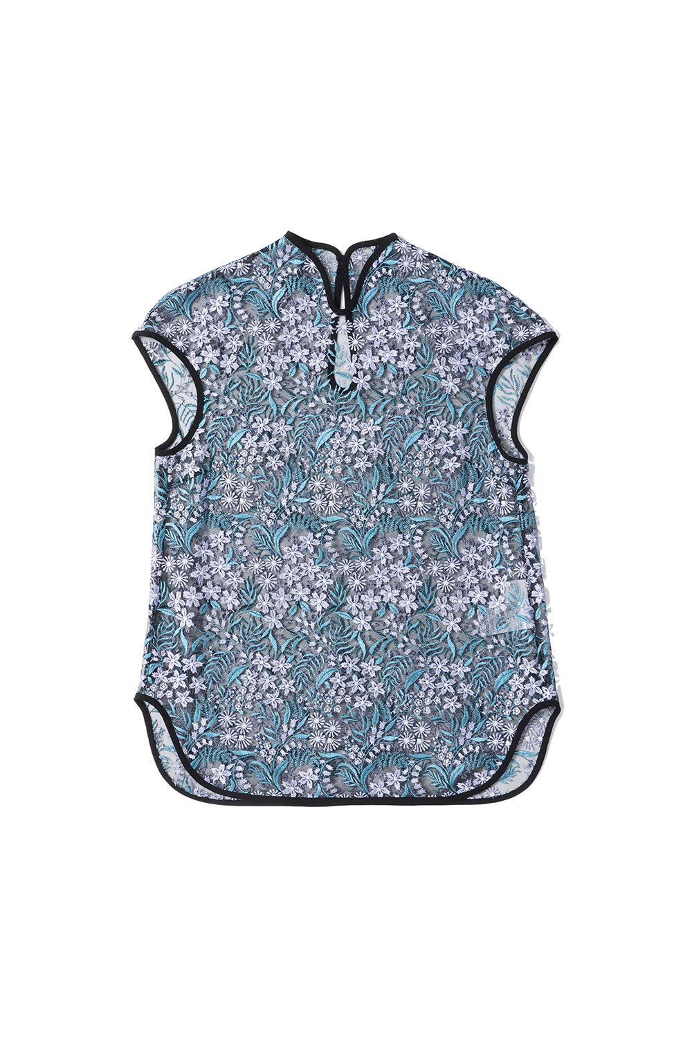 Floral Lace French Sleeve Top - BLUE (MM25SS-SH104