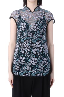 Floral Lace French Sleeve Top - BLUE (MM25SS-SH104)