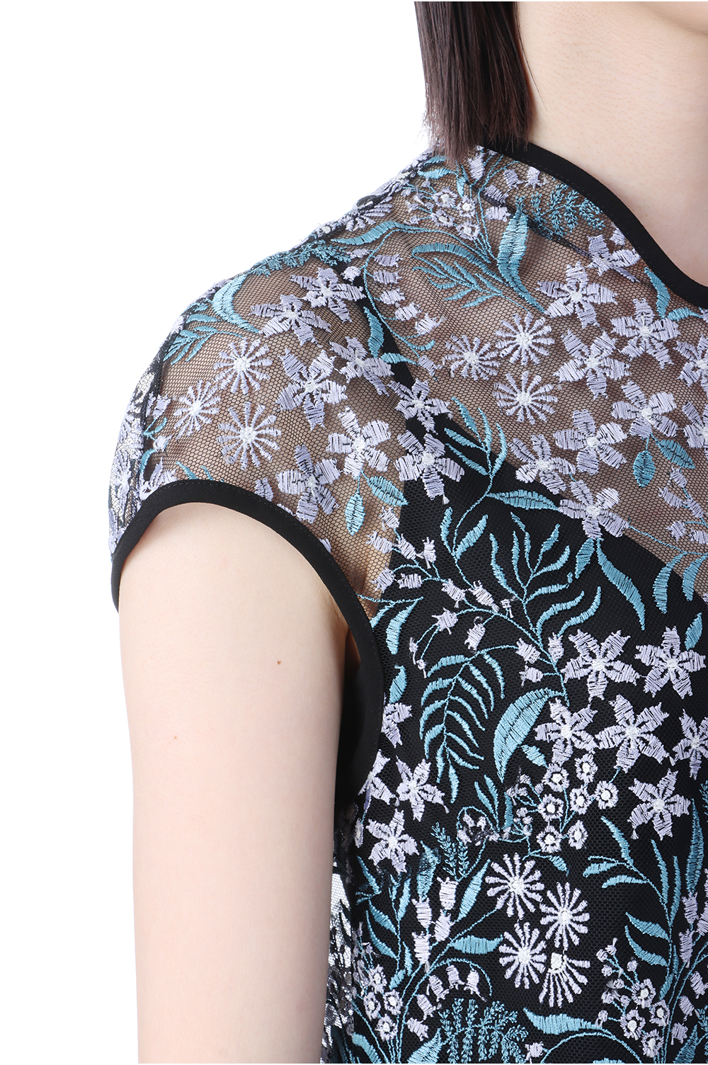 Floral Lace French Sleeve Top - BLUE (MM25SS-SH104