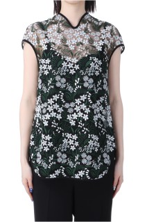 Floral Lace French Sleeve Top - BLUE (MM25SS-SH104)