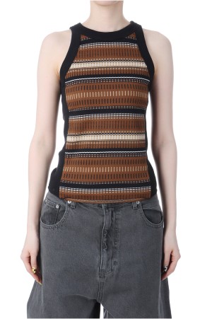 Jacquard Border Tanktop -BROWN(12510614)