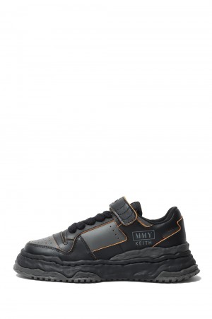 KEITH LEATHER LOW-BLK/GRY(A13FW702) (~Size39)※