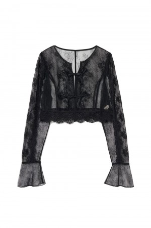 flower lace short cardigan-Black(TD-25SS-BL53)