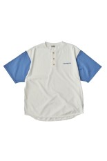 Henleyneck Baseball Tee - Off / Blue (SD25S-CT05)