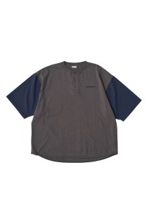 Henleyneck Baseball Tee - Off / Blue (SD25S-CT05)