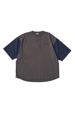Henleyneck Baseball Tee - Charcoal / Navy (SD25S-CT05)