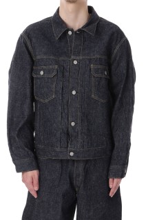 RECYCLED WASTE SUVIN COTTON YARN 14oz. DENIM JACKET - NAVY (GL15674A)