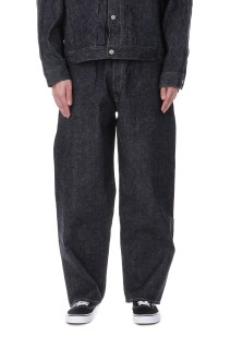 RECYCLED WASTE SUVIN COTTON YARN 14oz. DENIM 5POCKET WIDE PANTS - NAVY (GL42503A)
