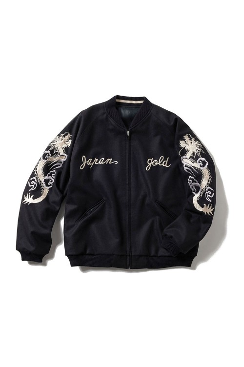 WOOL MELTON / ACETATE SOUVENIR JACKET SKULL - BLACK (GL15671